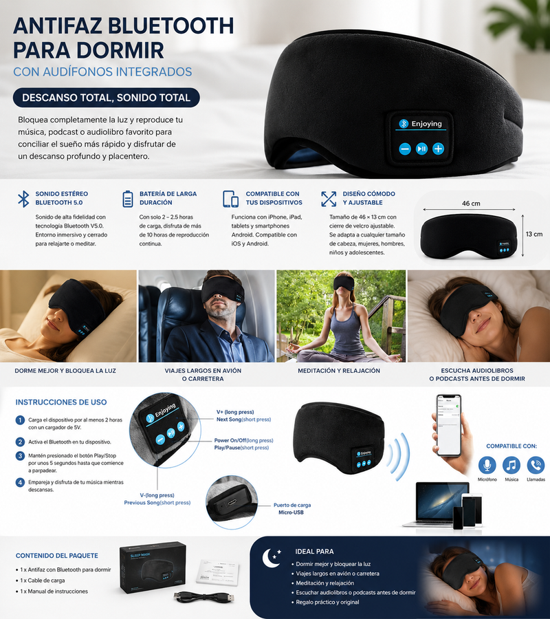 Antifaz para Dormir con Bluetooth