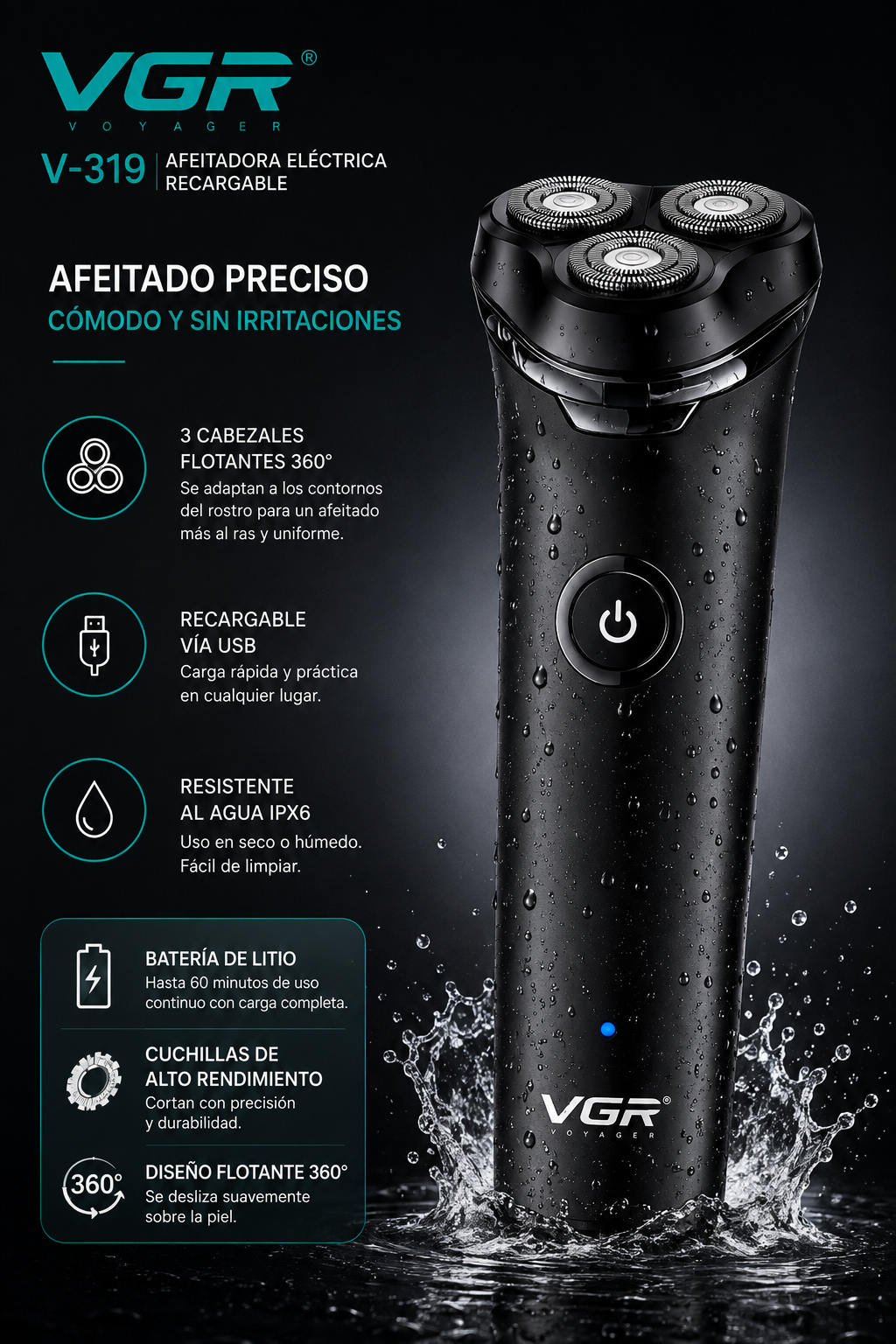 Afeitadora Eléctrica VGR V-319